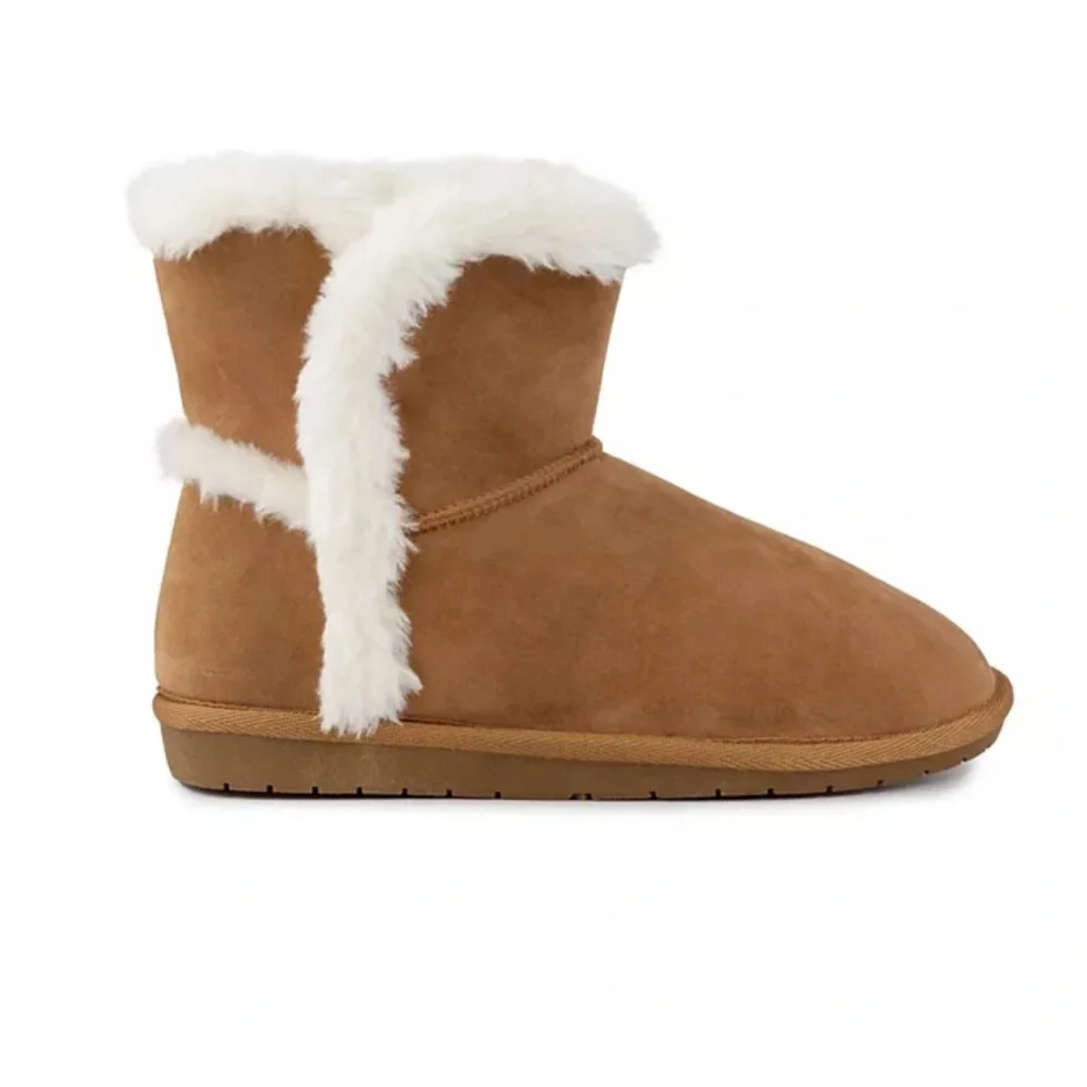 Sugar Poppy Cognac Faux Suede Ankle Boots